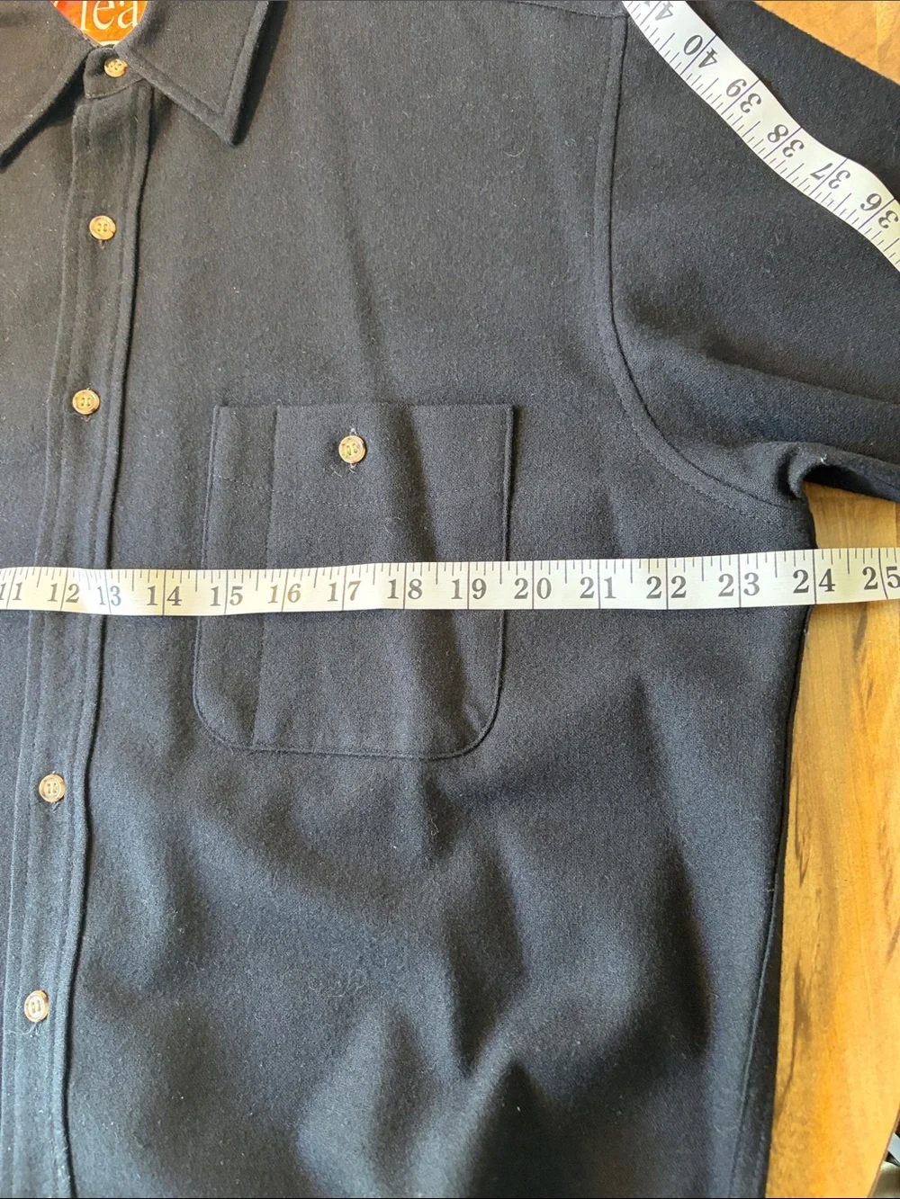 Pendleton Black Button-Down wool Shirt with Tan Elbow Patches - Picture 3 of 7